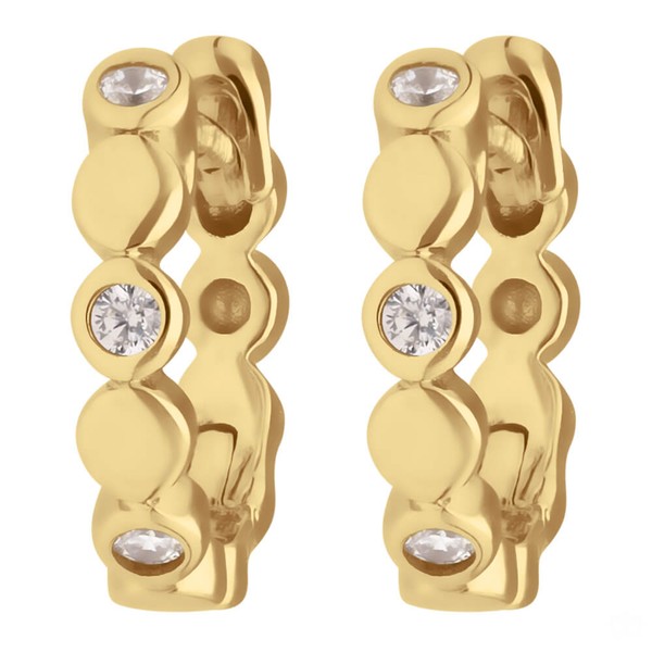 Paar Ohrringe Creolen mit Zirkonia aus 333 Gelbgold 12x2.5mm