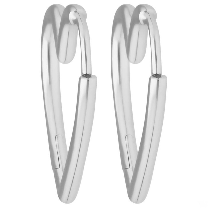 Paar Ohrringe Creolen Herzen aus 925 Silber 19.3x1.8mm