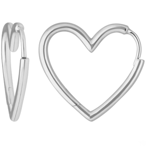 Paar Ohrringe Creolen Herzen Ohrschmuck aus 925 Silber 19,3x1,8mm Paar Ohrringe Creolen Herzen Ohrschmuck aus 925 Silber 19,3x1,8mm
