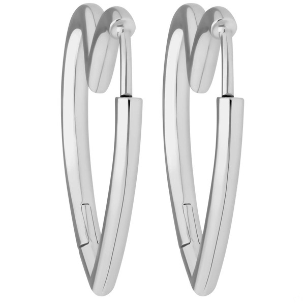 Paar Ohrringe Creolen Herzen aus 925 Silber rhodiniert 25x2.4mm