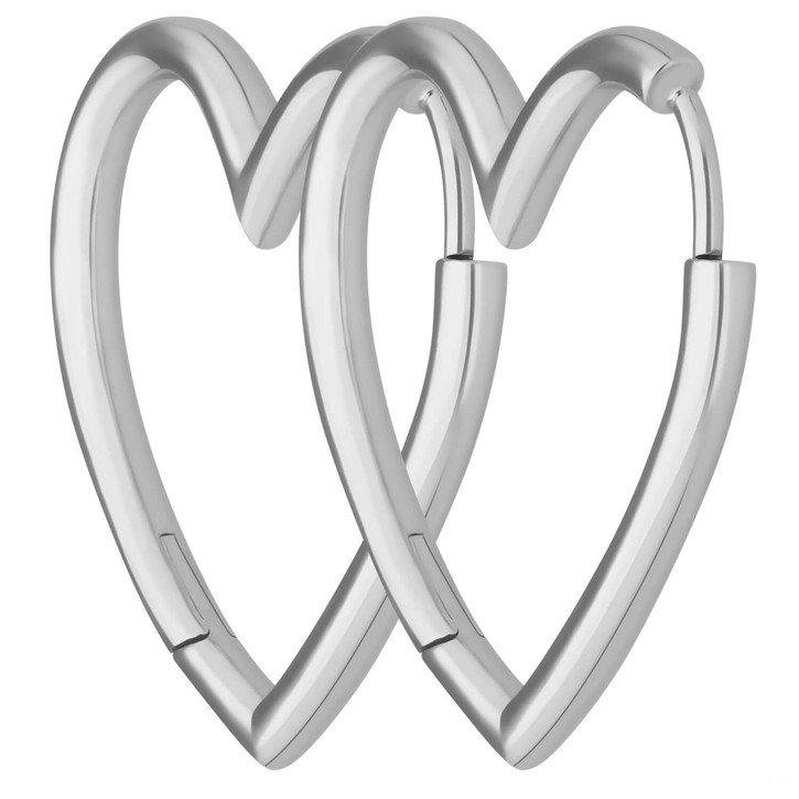 Paar Ohrringe Creolen Herzen aus Ohrschmuck 925 Silber 25x2.4mm