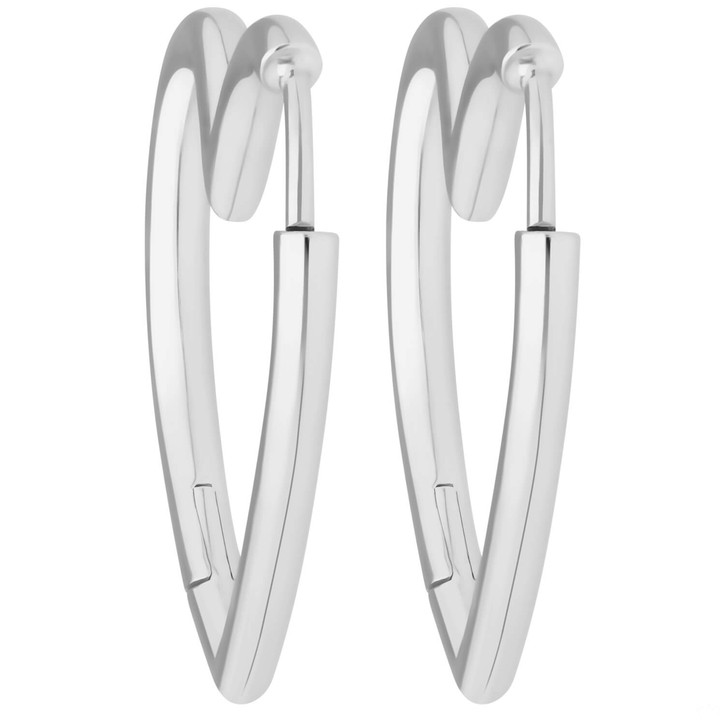 Paar Ohrringe Creolen Herzen aus Ohrschmuck 925 Silber 25x2.4mm