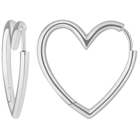 Paar Ohrringe Creolen Herzen Ohrschmuck aus 925 Silber 25x2,4mm Paar Ohrringe Creolen Herzen Ohrschmuck aus 925 Silber 25x2,4mm