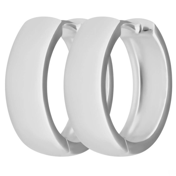Paar Creolen schlicht kantig aus 925 Silber rhodiniert 16x5.4mm