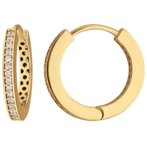 Paar Ohrringe Creolen mit Zirkonia Ohrschmuck aus 375 Gold Gelbgold 17x2mm Paar Ohrringe Creolen mit Zirkonia Ohrschmuck aus 375 Gold Gelbgold 17x2mm