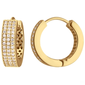Paar Ohrringe Creolen mit Zirkonia Ohrschmuck aus 585 Gold Gelbgold 16,5x4,7mm