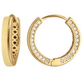 Paar Ohrringe Creolen mit Zirkonia Ohrschmuck aus 585 Gold Gelbgold 17x3mm