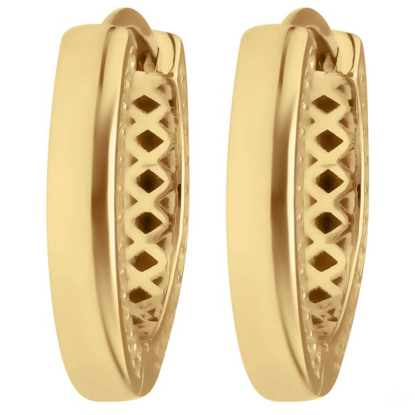 Paar Ohrringe Creolen mit Zirkonia aus 585 Gelbgold 17x3mm