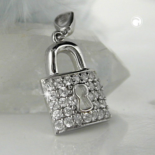 Anhänger Türschloss mit Zirkonia 925 Silber