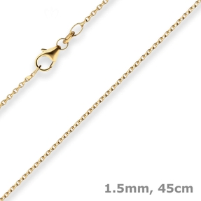 1,5mm Rund-Ankerkette Kette Collier aus 750 Gold Gelbgold 45cm mit Zwischenöse