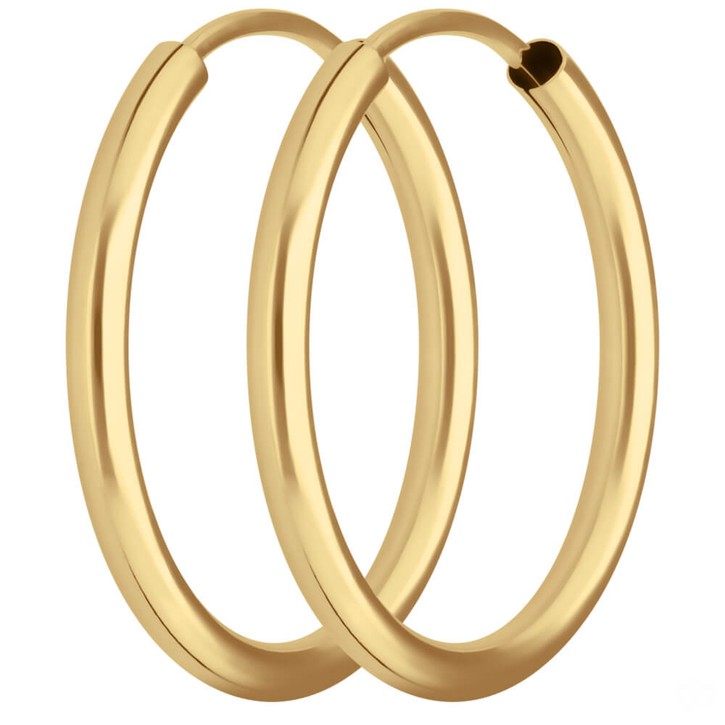 Paar Ohrringe Creolen rund schlicht aus 375 Gelbgold 20x2mm