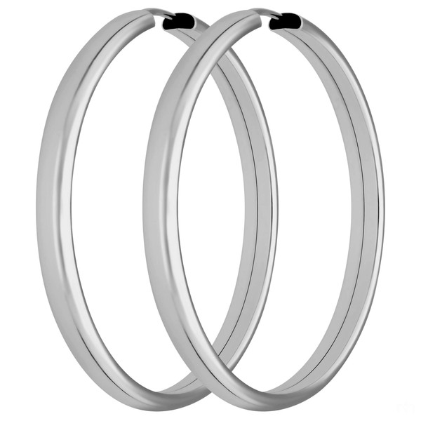 Paar Creolen schlicht aus 925 Silber rhodiniert 39x3.9mm