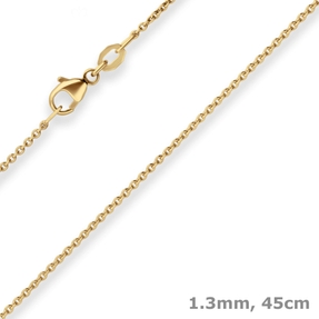 1,3mm Rund-Ankerkette Goldkette Collier Halskette aus 750 Gold Gelbgold 45cm