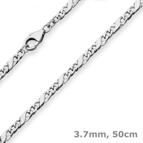 3,7mm Dollarkette Silberkette Collier Halskette aus 925 Silber rhodiniert 50cm