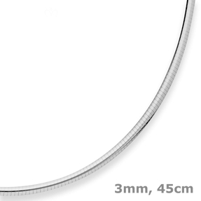 3mm Tondakette oval Silberkette Collier Halskette aus 925 Silber rhodiniert 45cm