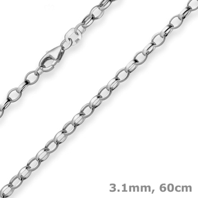 3,1mm Erbskette Silberkette Collier Halskette aus 925 Silber rhodiniert 60cm