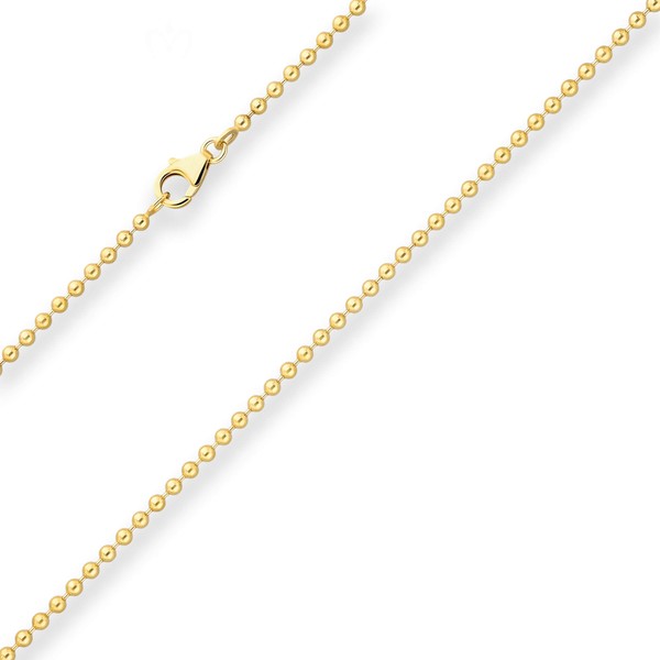 2.5mm Kugelkette aus 750 Gelbgold 45cm