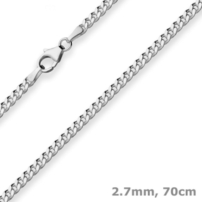 2,7mm Panzerkette Silberkette Collier Halskette aus 925 Silber rhodiniert 70cm