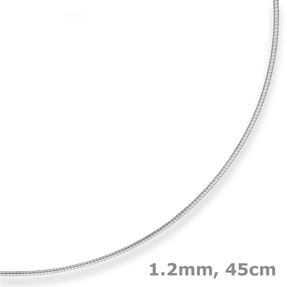 1,2mm Halsreif Halskette aus 925 Silber rhodiniert 45cm