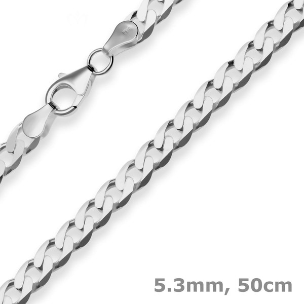 5.3mm Panzerkette aus 925 Silber rhodiniert 50cm