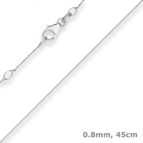 0,8mm Rund-Ankerkette Kette Collier aus 585 Gold Weißgold 45cm mit Zwischenöse