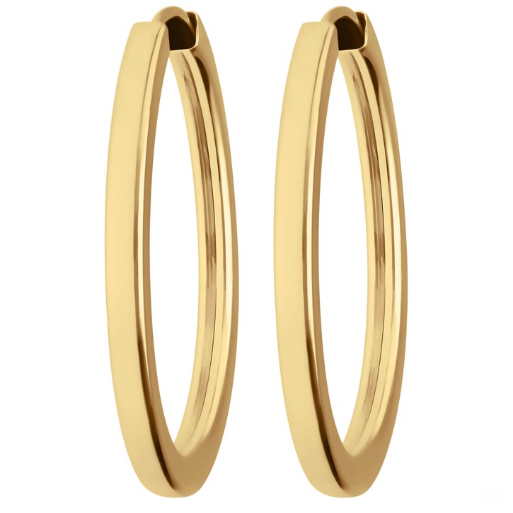 Paar Ohrringe Creolen vierkant aus 375 Gelbgold 29x2.5mm