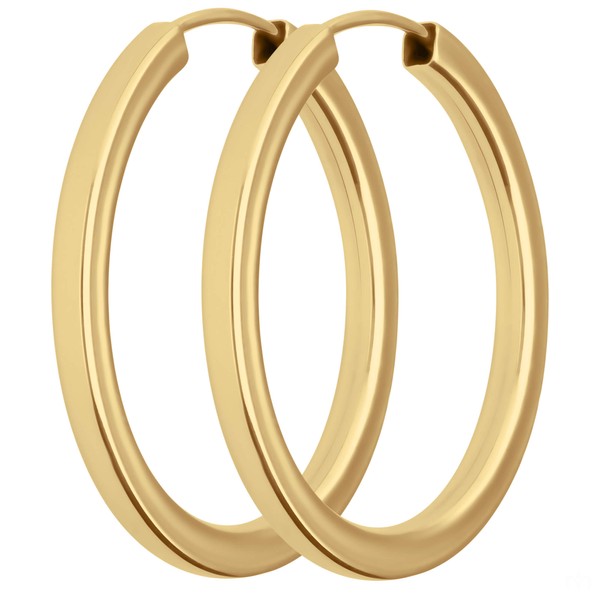 Paar Ohrringe Creolen vierkant aus 375 Gelbgold 29x2.5mm