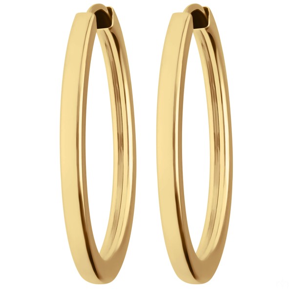 Paar Ohrringe Creolen vierkant aus 375 Gelbgold 29x2.5mm