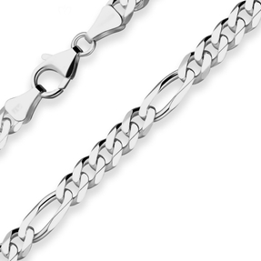 5,7mm Armband Figarokette diamantiert Armschmuck aus 925 Silber rhodiniert 20cm