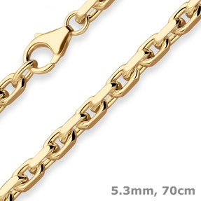 5,3mm Ankerkette diamantiert Kette Collier Halskette aus 585 Gold Gelbgold 70cm 5,3mm Ankerkette diamantiert Kette Collier Halskette aus 585 Gold Gelbgold 70cm