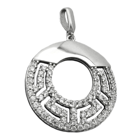 Runder Anhänger Kettenanhänger mit vielen Zirkonia 925 Sterling Silber Damen