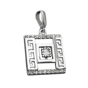 Anhänger Quadrat mit Muster und vielen Zirkonia 925 Sterling Silber Damen