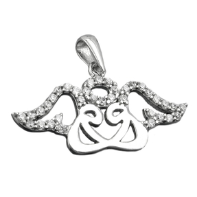 Anhänger zwei stilisierte Engel mit Heiligenschein Zirkonia 925 Silber Damen