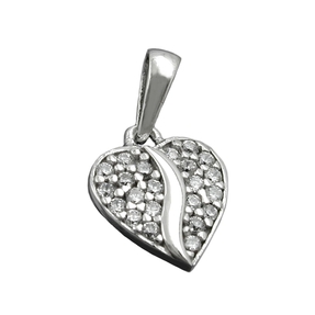 Kleiner Anhänger Herz mit vielen Zirkonia 925 Sterling Silber Silberanhänger