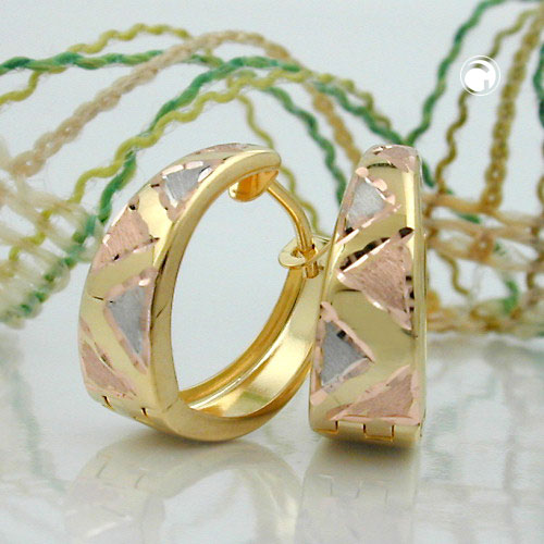 Creolen 14x5mm Zickzack Muster 375 Gold