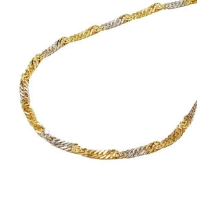 1,8mm Armband Singapur Kette Armkette aus 585 Gold bicolor 19cm Goldarmband