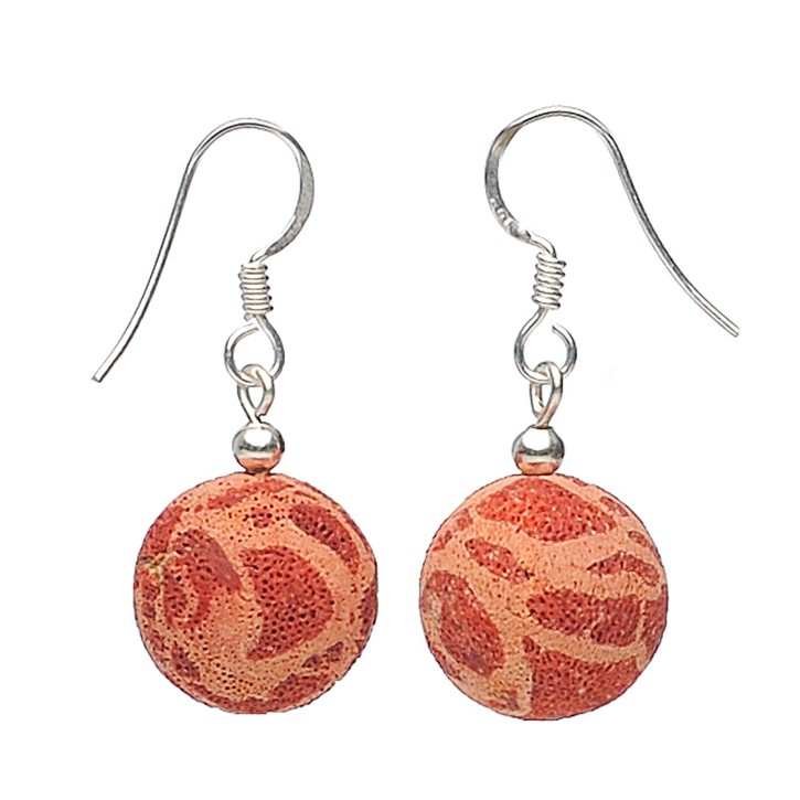 Ohrringe aus Koralle und 925 Silber rot-orange