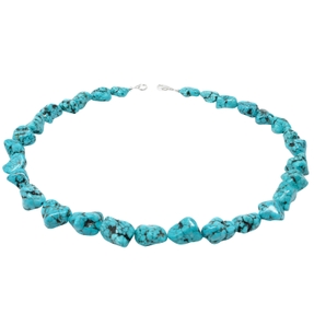 Halskette Kette Collier Türkis-Howlith 925 Silber Halsschmuck Natursteine 50cm
