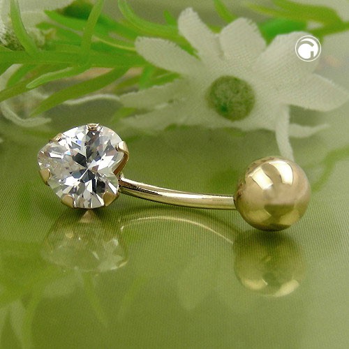 Piercing Banana Zirkonia-Herz 14Kt Gold
