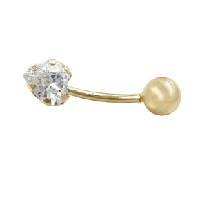 Piercing aus echtem 585 Gold Gelbgold Herz aus Zirkonia Goldpiercing Damen