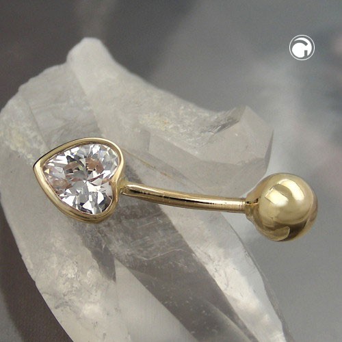 Goldpiercing Herz aus Zirkonia 585 Gold