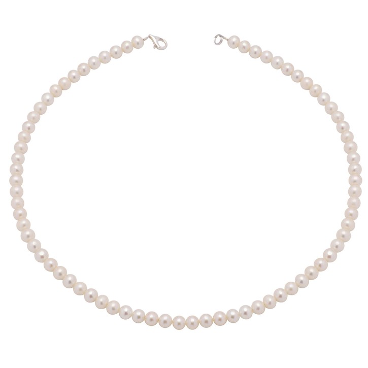 Kette aus echten Perlen creme-weiß klassisch