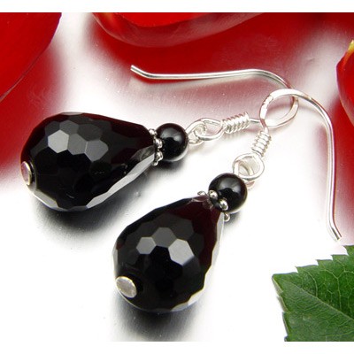 Ohrhänger aus Onyx und 925 Silber schwarz