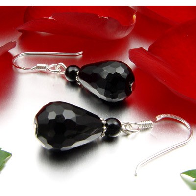Ohrhänger aus Onyx und 925 Silber schwarz
