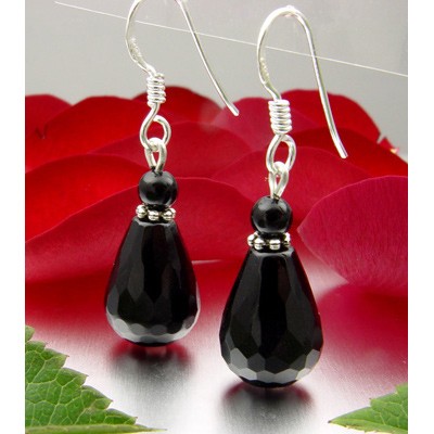 Ohrhänger aus Onyx und 925 Silber schwarz