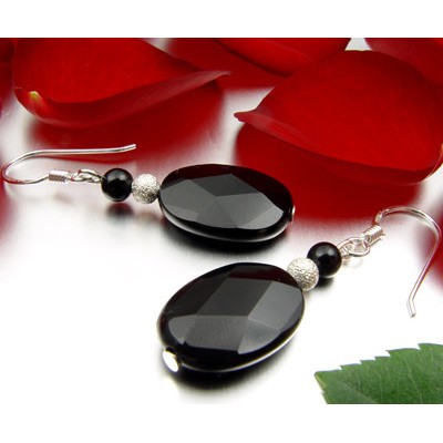 Ohrringe aus Onyx und 925 Silber schwarz