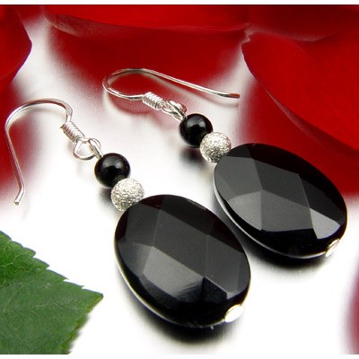 Ohrringe aus Onyx und 925 Silber schwarz