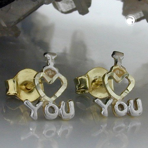 Stecker I LOVE YOU bicolor 9Kt GOLD