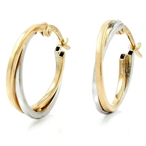Paar Creolen 19x2mm aus 375 Gold Gelbgold & Weißgold Ohrschmuck Ohrringe Paar Creolen 19x2mm aus 375 Gold Gelbgold & Weißgold Ohrschmuck Ohrringe