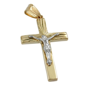 Kettenanhänger Jesus Kreuz 375 Gold Weißgold & Gelbgold Halsschmuck Unisex Kettenanhänger Jesus Kreuz 375 Gold Weißgold & Gelbgold Halsschmuck Unisex